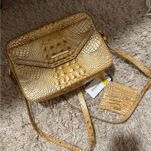 Brahmin Tan Crocodile Embossed Crossbody Bag with wallet
